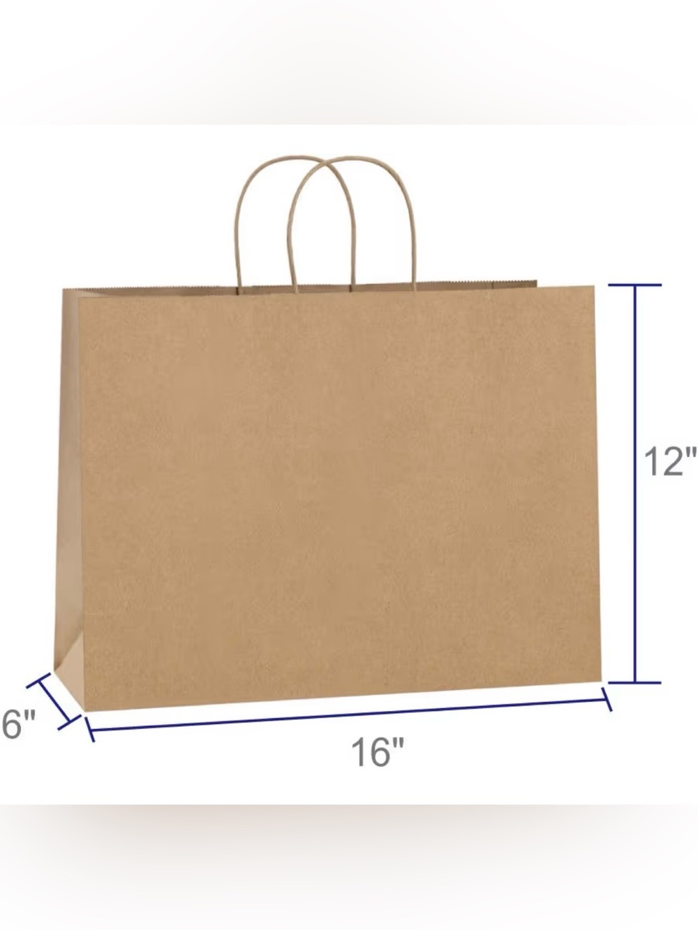 25 Large Kraft Paper Shopping Bags with Twisted Handles - Brown